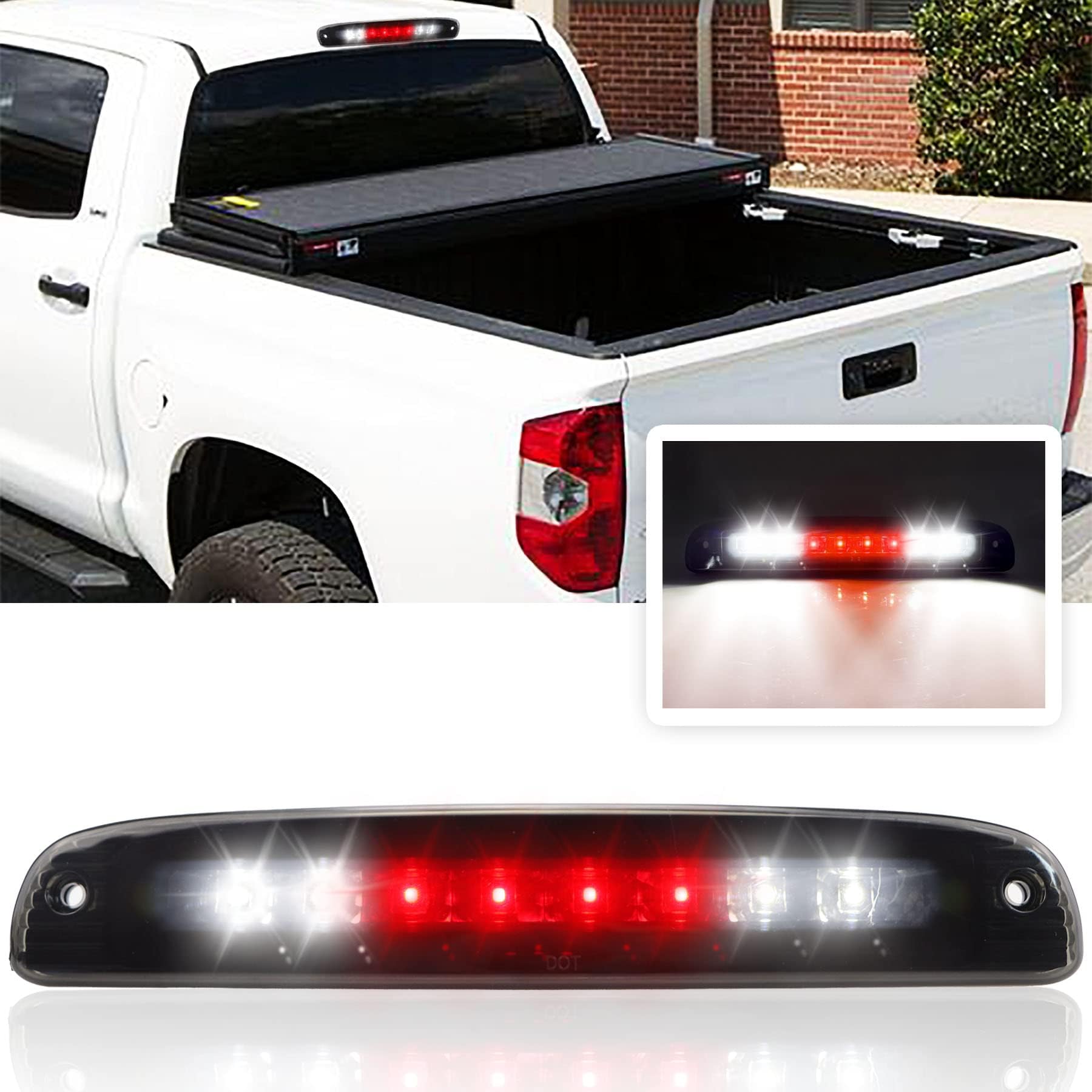 Sanzitop LED 3rd Brake Light Assembly Cargo Lamp Rear Tail Light Fit for 1997-2007 Dodge Dakota Replace 5056203AH 55056203AC, 55056203 (Black Housing Smoke Lens)