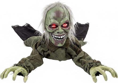HOMCOM Halloween Animatronic Crawling Zombie Halloween Animated Decoration