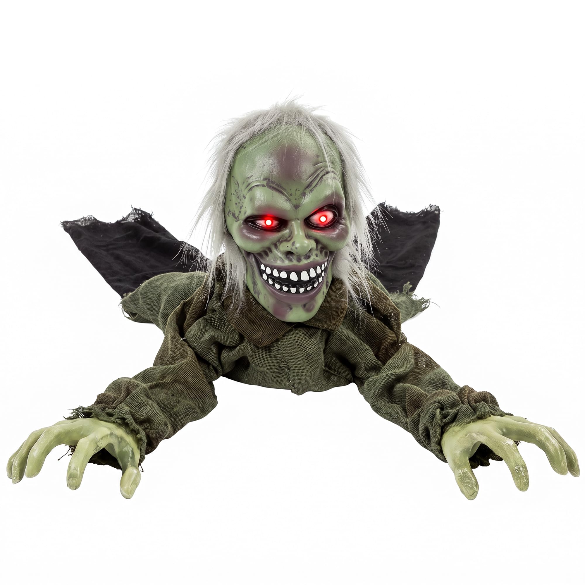 HOMCOM - Animatronic Crawling Zombie - Halloween Decoration - Sound and Touch Activated