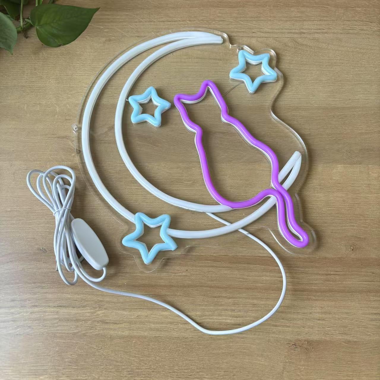 Xusdamyj Moon Cat Neon Wall Art, Vibrant LED Decor for a Lively Place Cat Wall Decor, Kids Room Wall Decoration, Led Wall Art - Image 4