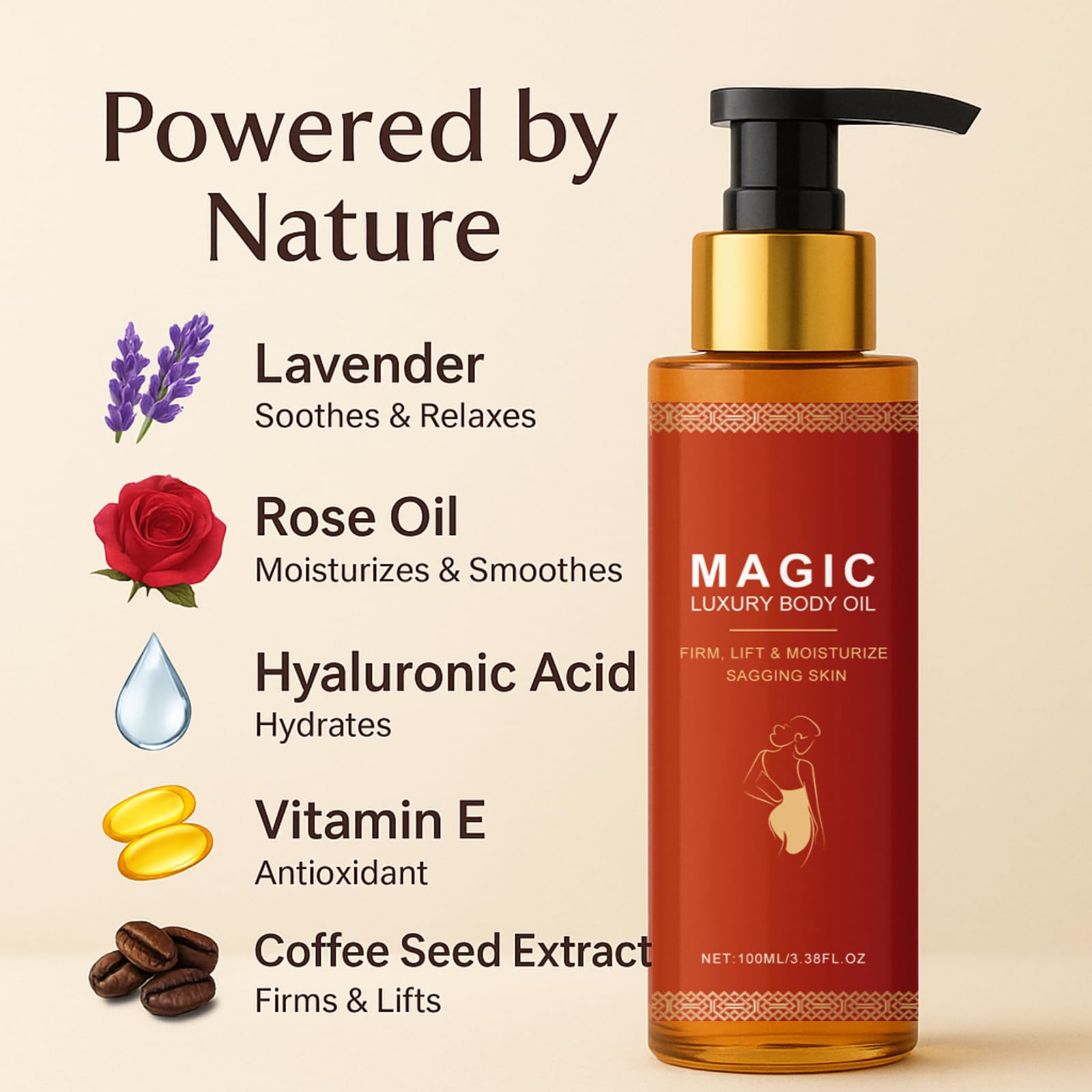 Glow Remedy Oil, Magic Body Oil Firming, Skin Tightening & Hydrating, Compact Firming Oil for Arms Thighs & Abdomen - Image 3