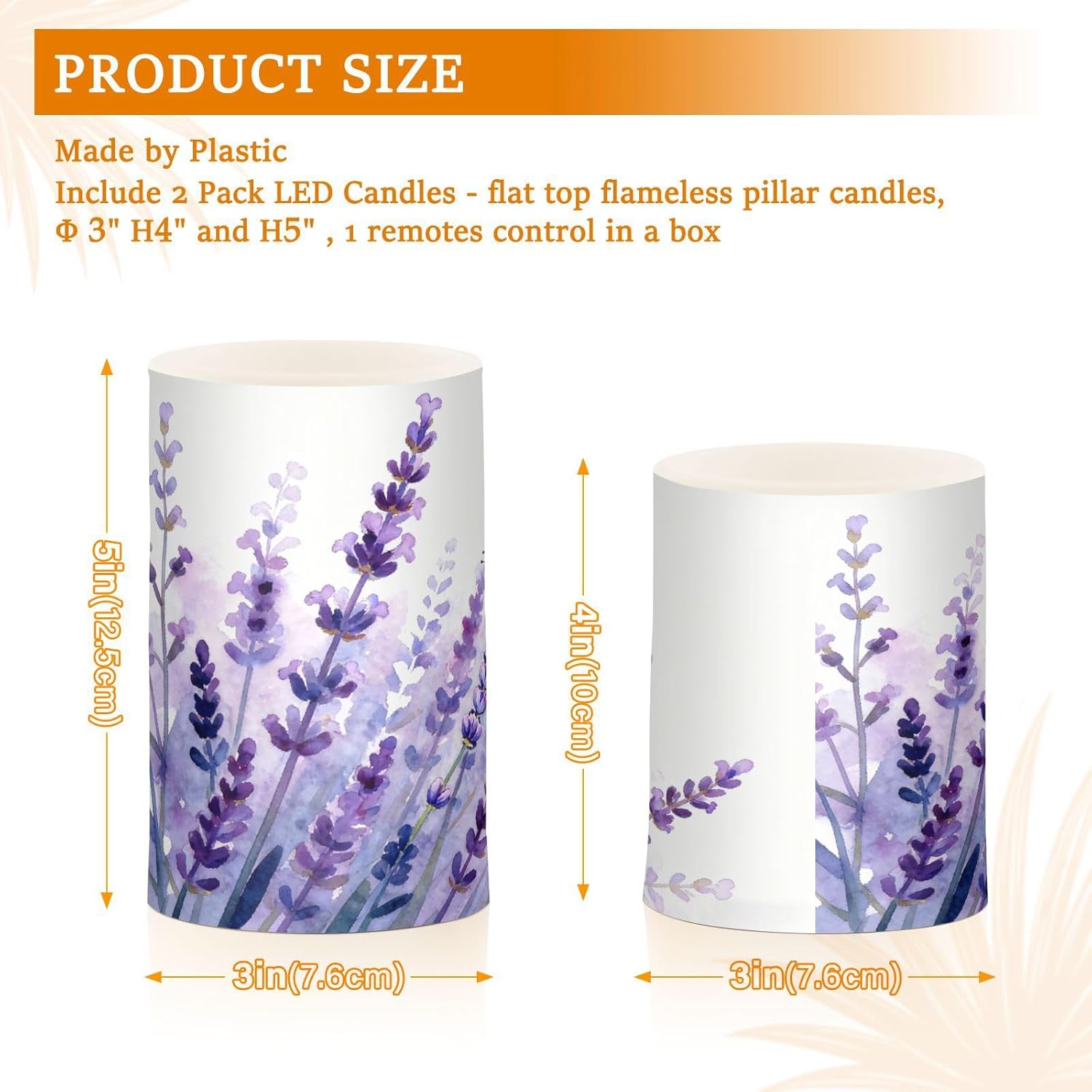 Flickering Flameless Candles, Lavender Butterfly Purple LED Candles with Remote Timer, Set of 2 Battery Operated Candle for Valentine Wedding Birthday