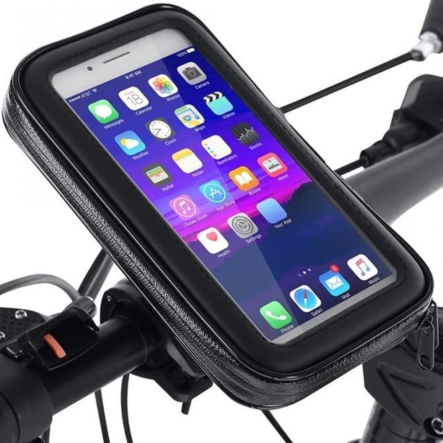 Retoo Sacoche de vélo pour Moto - Étanche - pour vélo/Moto - Support de téléphone Portable pour Guidon - Réglable à 360 ° - Noir