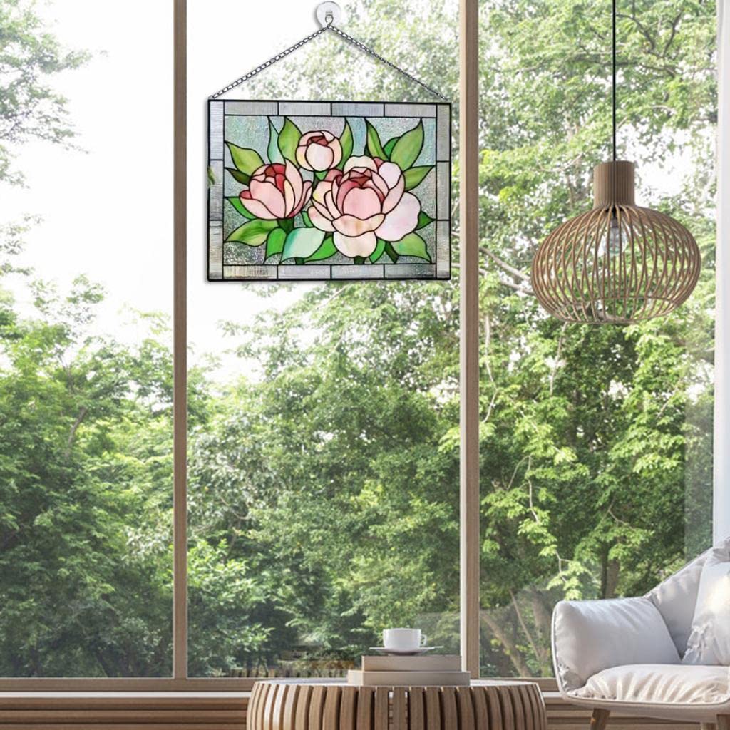 Stained Glass Rectangle Window Panel Suncatcher Wall Decor Peony | Home & Garden | Home Déco | Suncatchers & Mobiles-picture-25