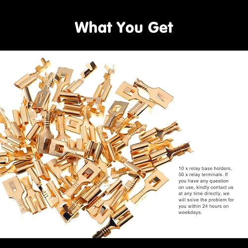 Miniatura 4 de Slykew Pack-10 Soportes de base de relé, 30-80A 5 pines con kit de terminales de 0.2 pulgadas, accesorios de repuesto universales para automóvil,