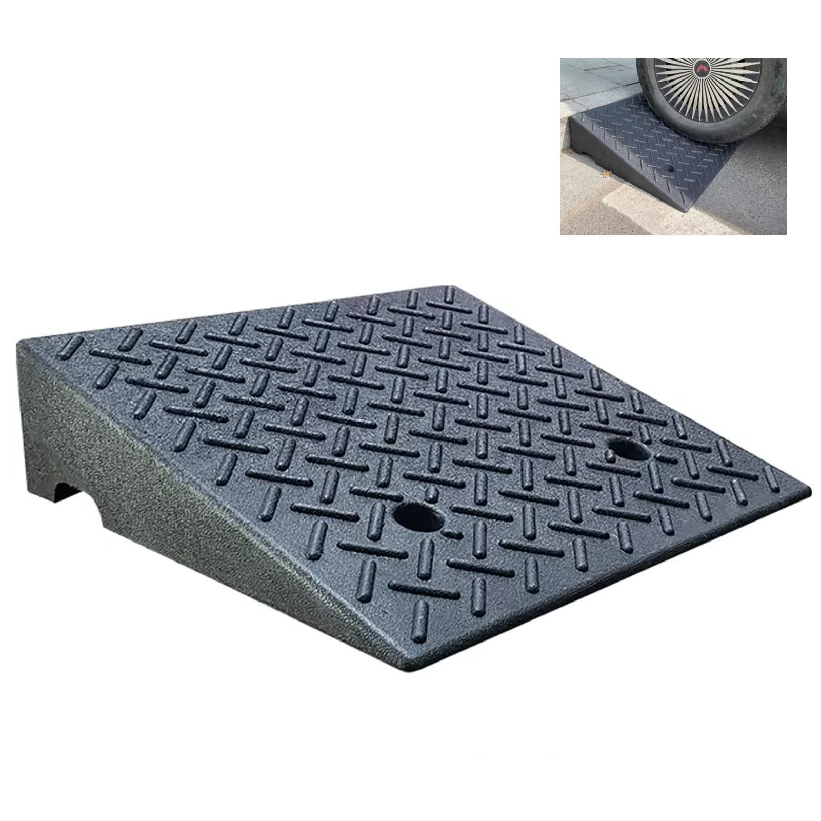 Rampa progowa z gumy, 50x50x15cm Podjazd Rampa krawężnikowa, wytrzymała przenośna rampa wjazdowa, rampa dla wózków inwalidzkich, dla samochodów, skuterów, rowerów, motocykli, ciężarówek