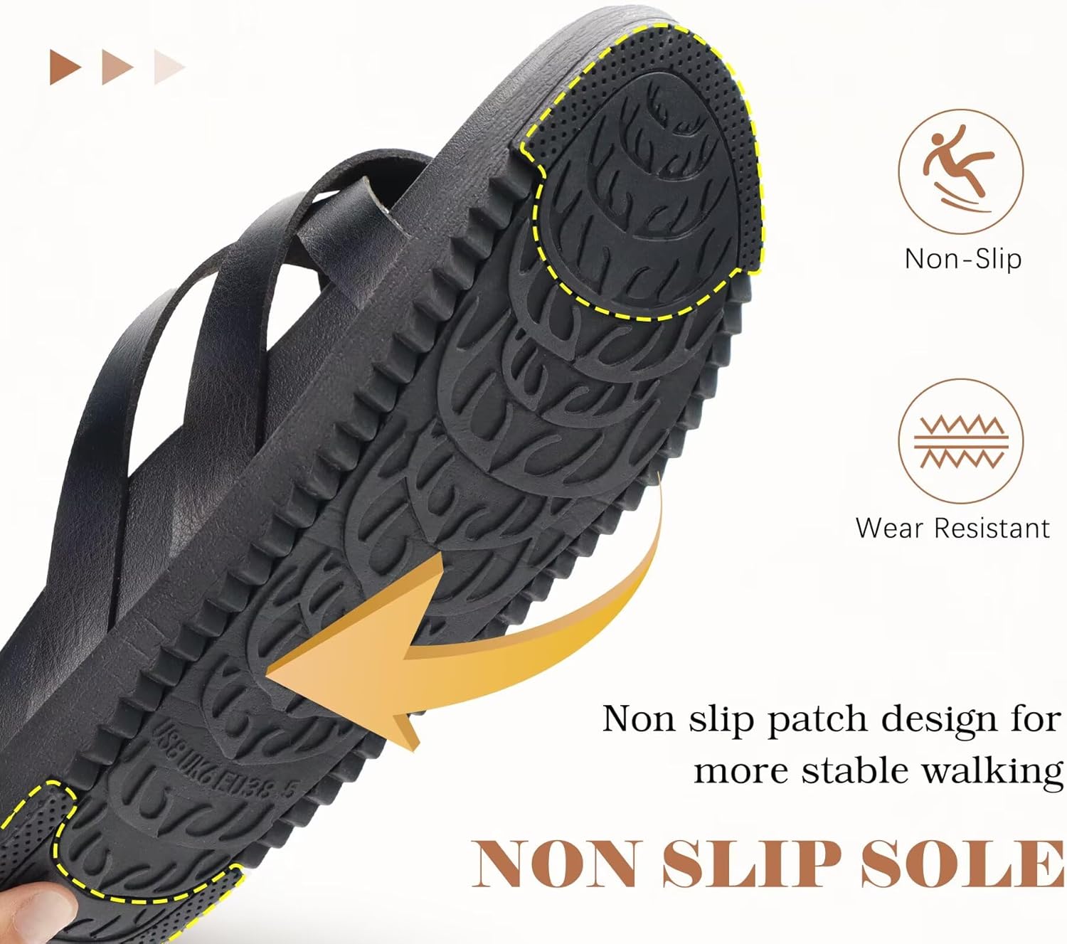 KuaiLu Womens Dressy Orthotic Flip Flops Ladies Yoga Memory Foam Summer Pool Beach Slip on Plantar Fasciitis Arch Support Black 8 - Image 7