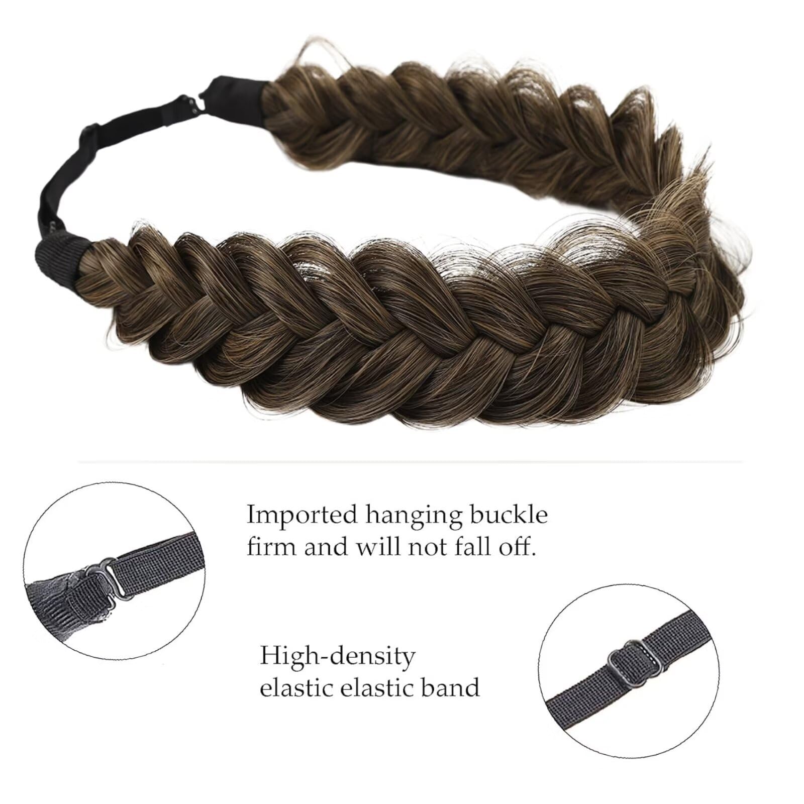 RUNRAYAY Crimp and Fluffy Braided Headband 3 Strands Synthetic Hair Braid Fashion Chunky Wide Thick Elastic Braid Headbands Clothing Ladies Beauty - Image 2