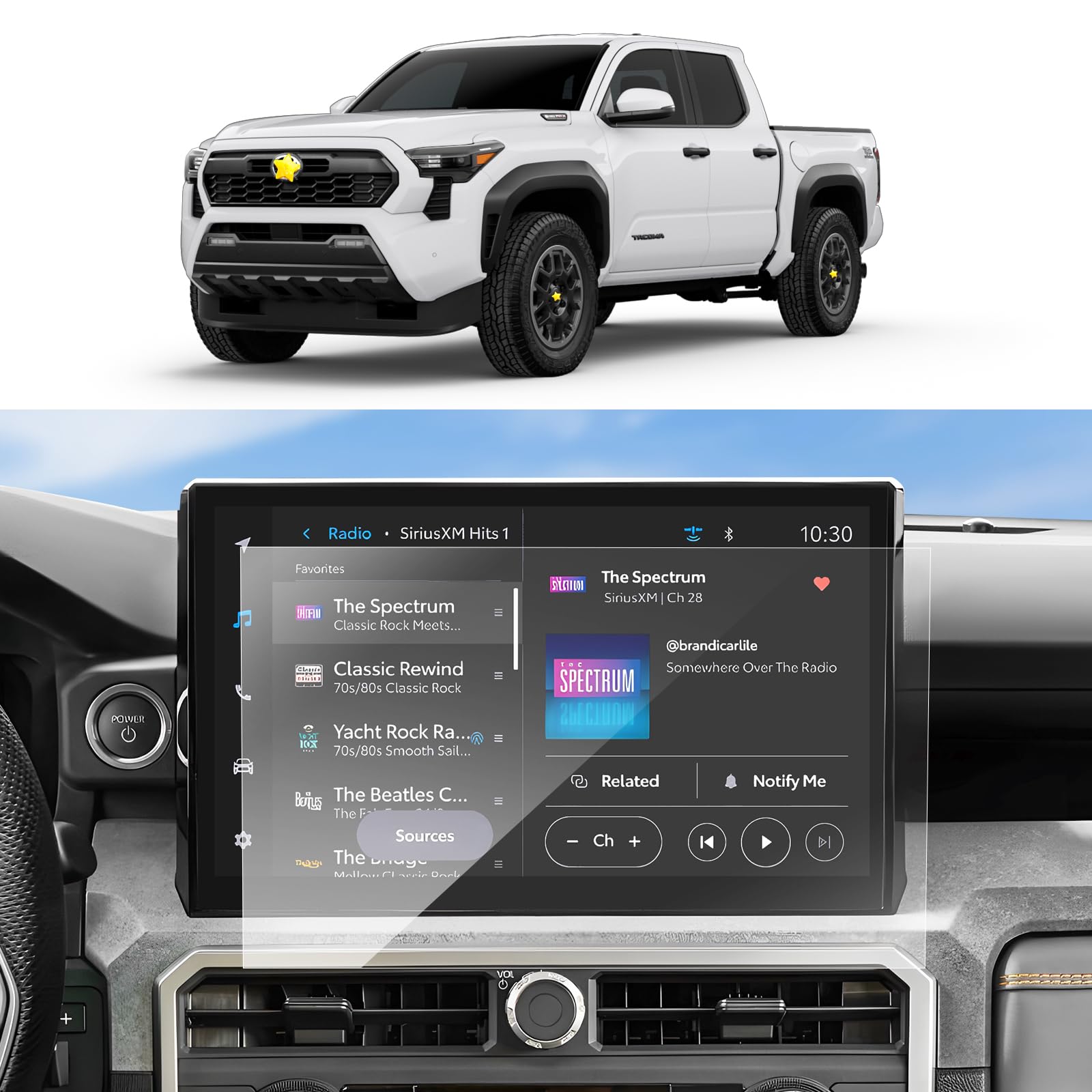 SKTU 2Pcs for 2024 2025 Toyota Tacoma Accessories Screen Protector for 2024 2025 Toyota Tacoma Limited/Trailhunter/TRD Pro 14 Inch Multimedia Touchscreen 2024 2025 Tacoma High Clarity Anti-Scratch