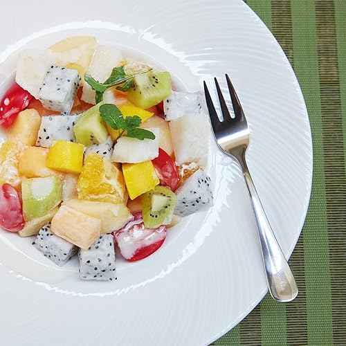 Vista 10 de Snamonkia Appetizer - Juego de 12 tenedores pequeños de acero inoxidable, 5.4 pulgadas, tenedores de postre de acero inoxidable, 3 dientes