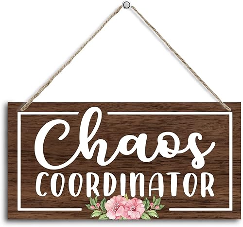 Easy Vibe - Letrero decorativo de madera, coordinador del caos, decoración de placa de madera impresa para colgar, letrero de madera creativo,