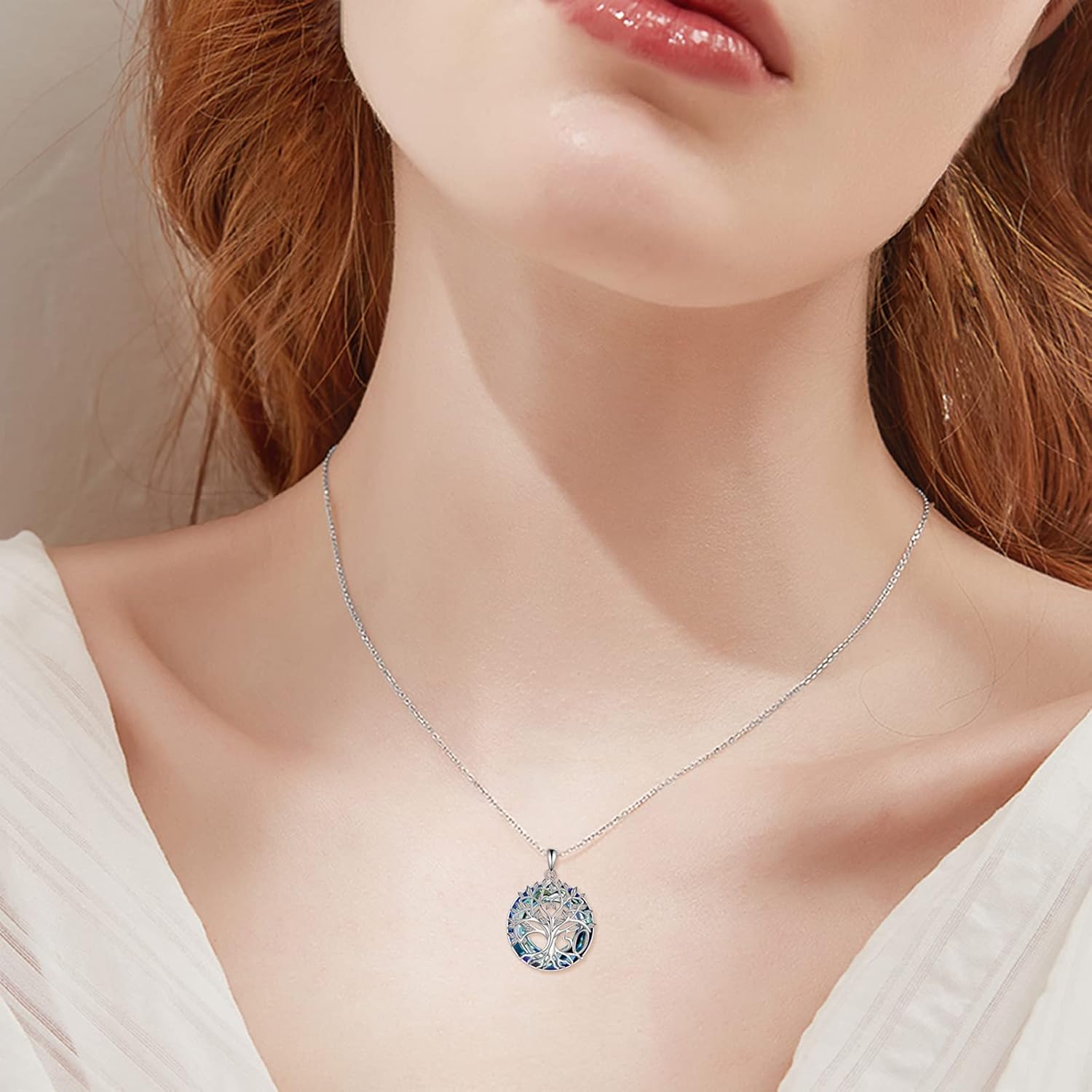 16th 18th 30th 40th 50th 60th 70th 80th 90th 100th Birthday Gifts Necklace for Women Sterling Silver Tree of Life Necklace with Blue Crystal Mothers Day Christmas Jewelry Gifts for Mother Women Wife - Image 5