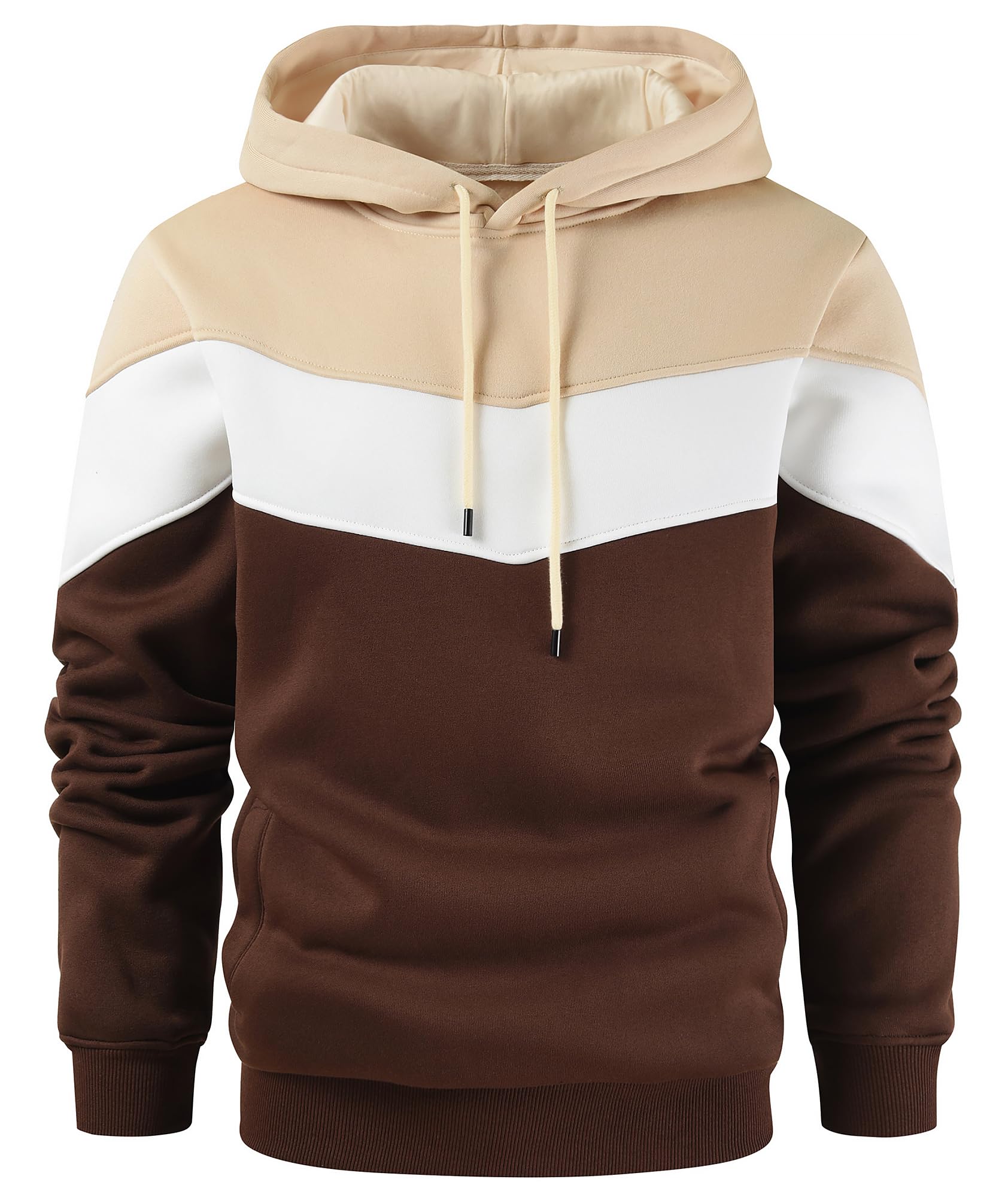 Men's Novelty Color Block Pullover Fleece Hoodie Casual Sweatshirt