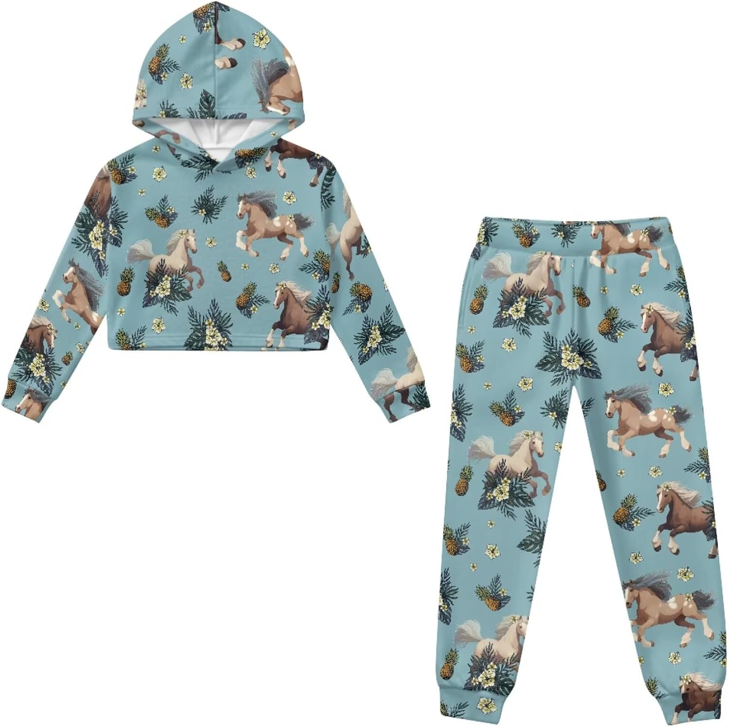 Girls 2 Piece Tracksuit Hoodies Sweatshirts Jogger Pants with Pockets Short Sweatshirt Sweatsuit 4-13 Years