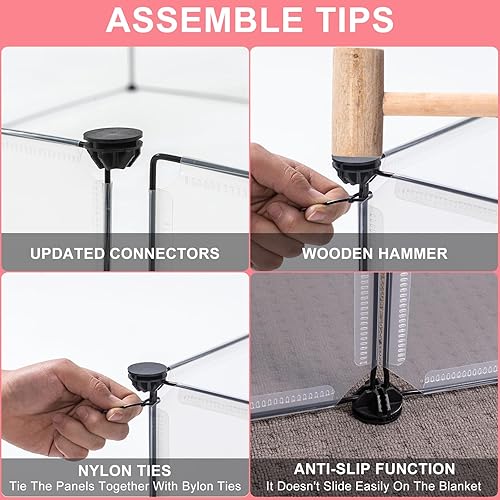 Miniatura 6 de BRIAN & DANY Corralito portátil para mascotas para animales pequeños, corralito de juego para perros en interiores, corralito transparente para