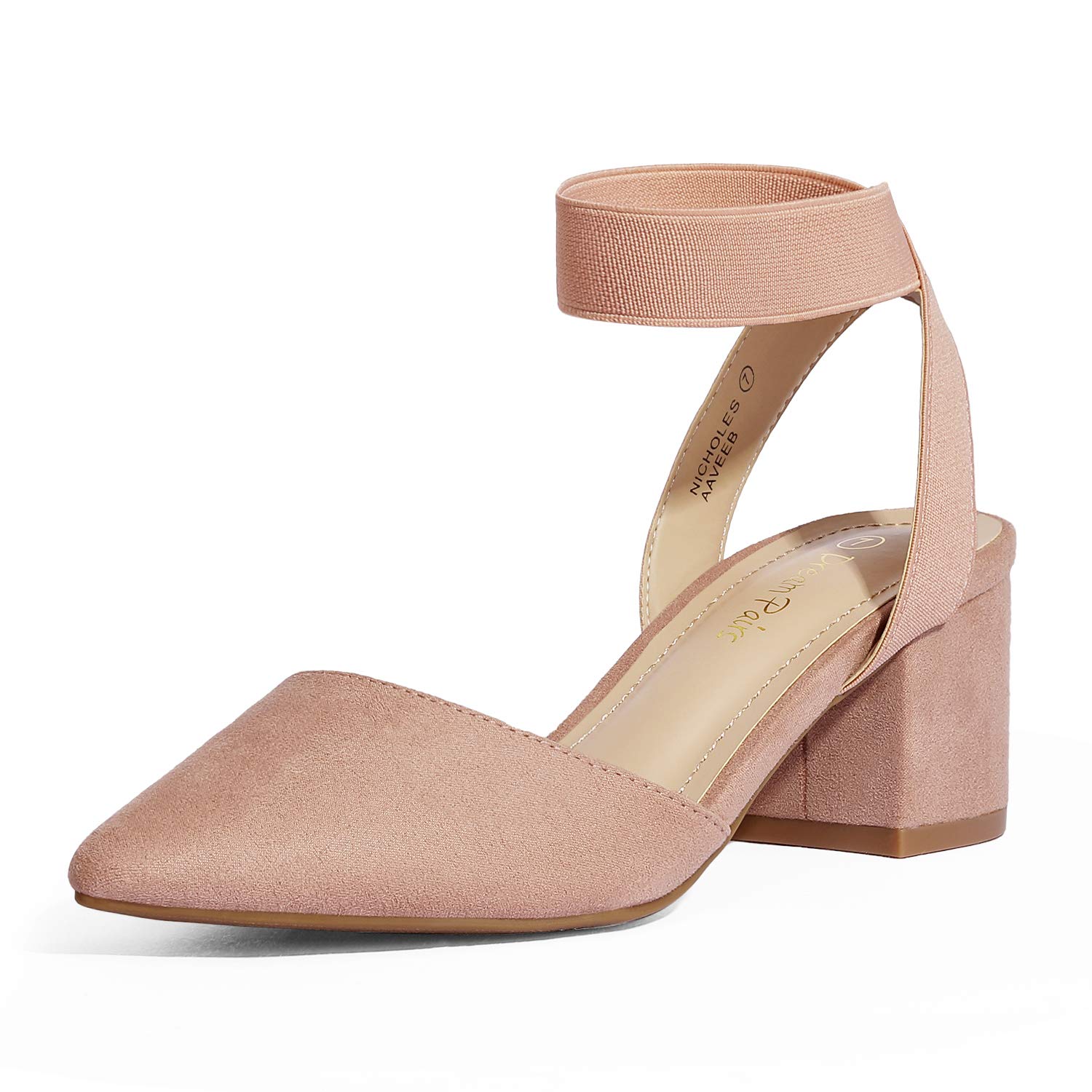 DREAM PAIRS Women's Nicholes Low Block Heel Pumps