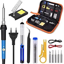 Ferro de Solda, Estação de Solda, Ferro de Solda 110v Kit de Eletrônicos, Ferramenta de Soldagem de Temperatura Ajustável de 60w, 5 Pontas de Solda, Bomba de Dessolda Sugador de Solda