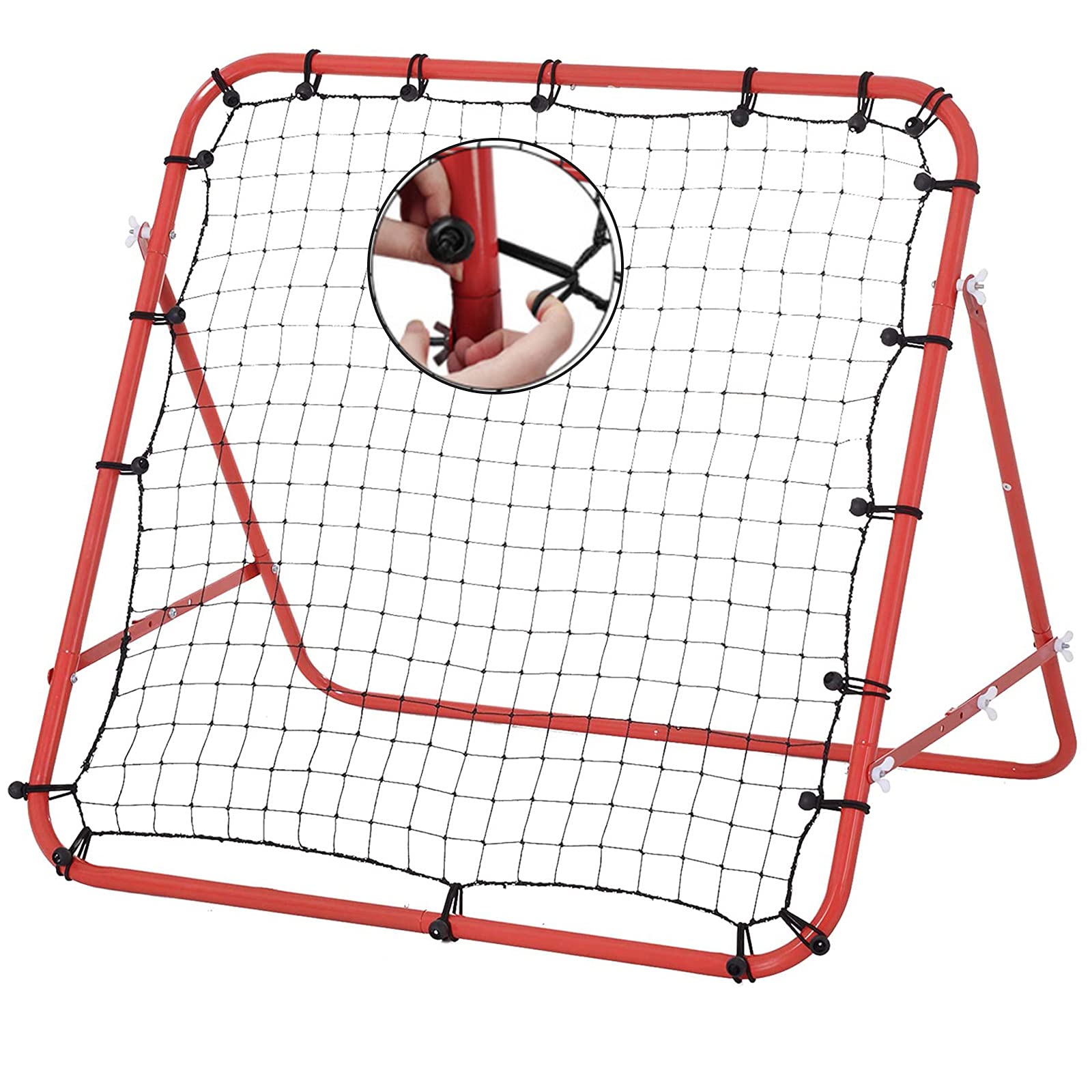 Rete da Allenamento per Calcio, Rete da Rimbalzo per Allenamento 100 cm * 100 cm Calcio Kickback Target Goal Play Adolescenti Adulti Softball Aiuto per Allenamento Rosso