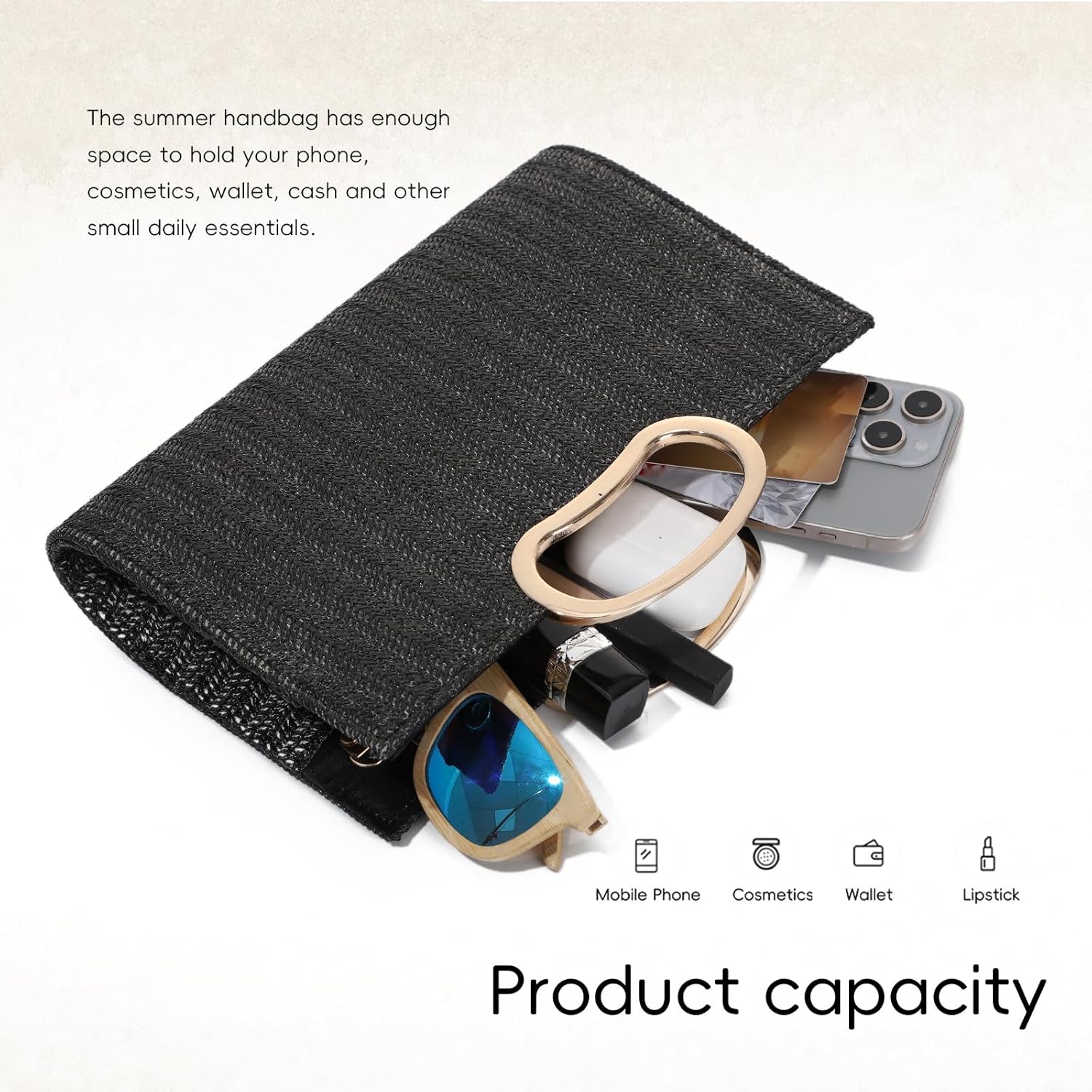 Top Handle Straw Clutch Purse for Women, Summer Straw Evening Bag, Woven Beach Vacation Travel Raffia Handbag 2026