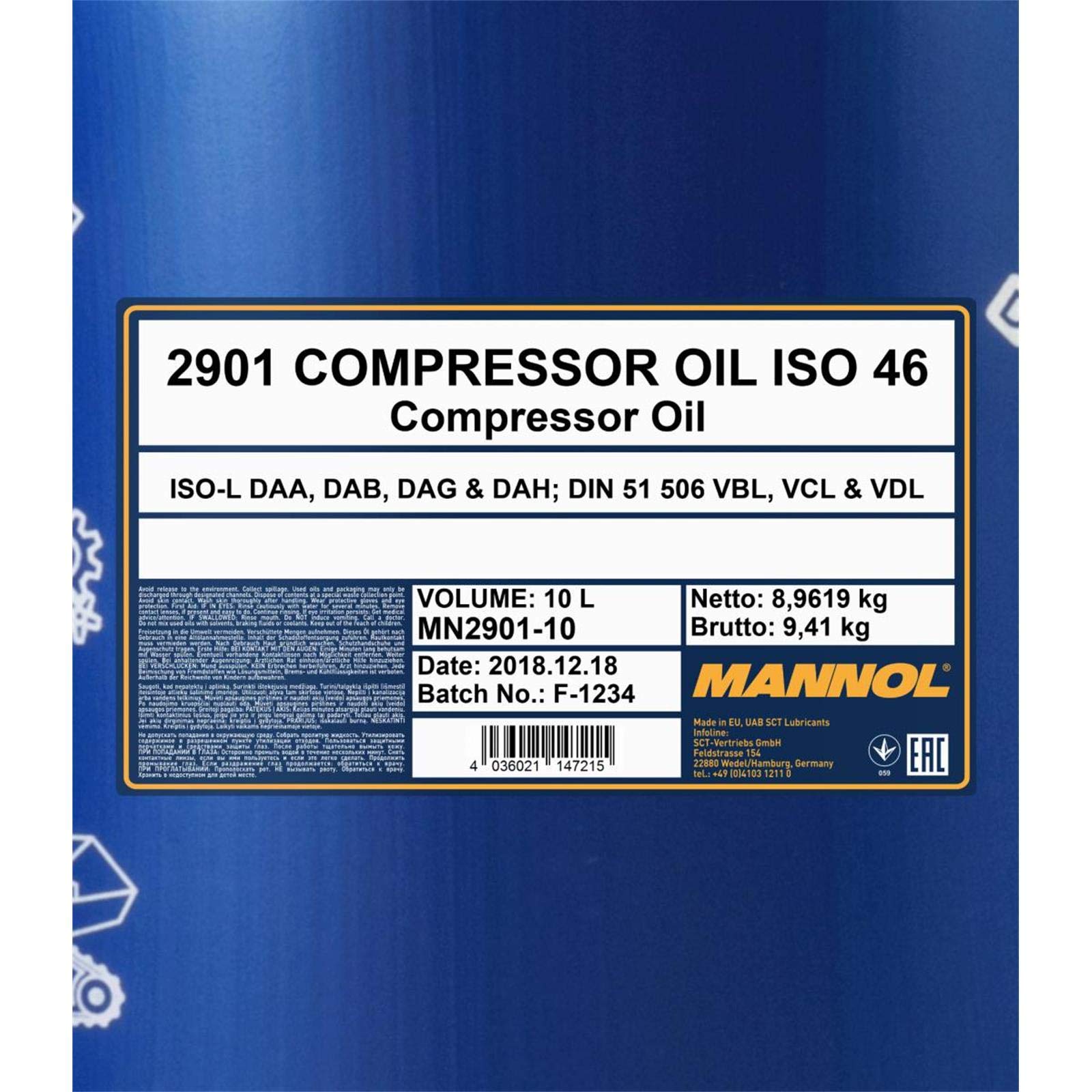 MANNOL MN2901-10 Aceite de compresor 10L