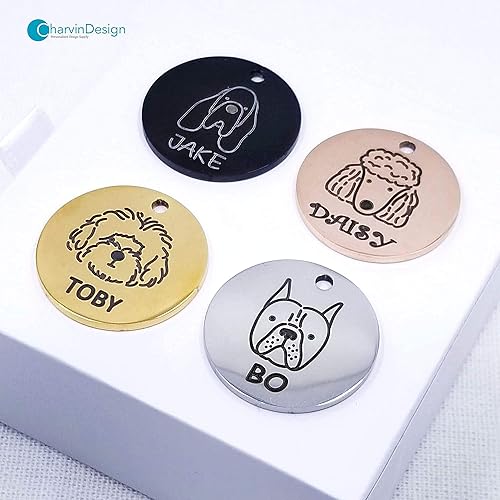 Miniatura 2 de Engraving Pet ID Tags, Personalized Pet ID Tags, Stainless Steel Pet ID Tags, Custom Engraved Dog and Cat Tags, Double Sided Round Tags - Made in USA