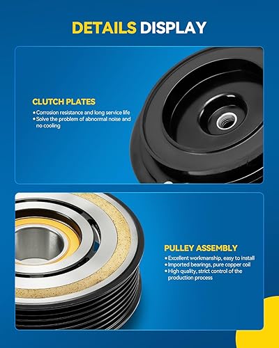 Miniatura 6 de PHILTOP 78541 Embrague de compresor de aire acondicionado, kit de embrague de compresor de CA bobina de polea para Jetta 2002-2005, Beetle