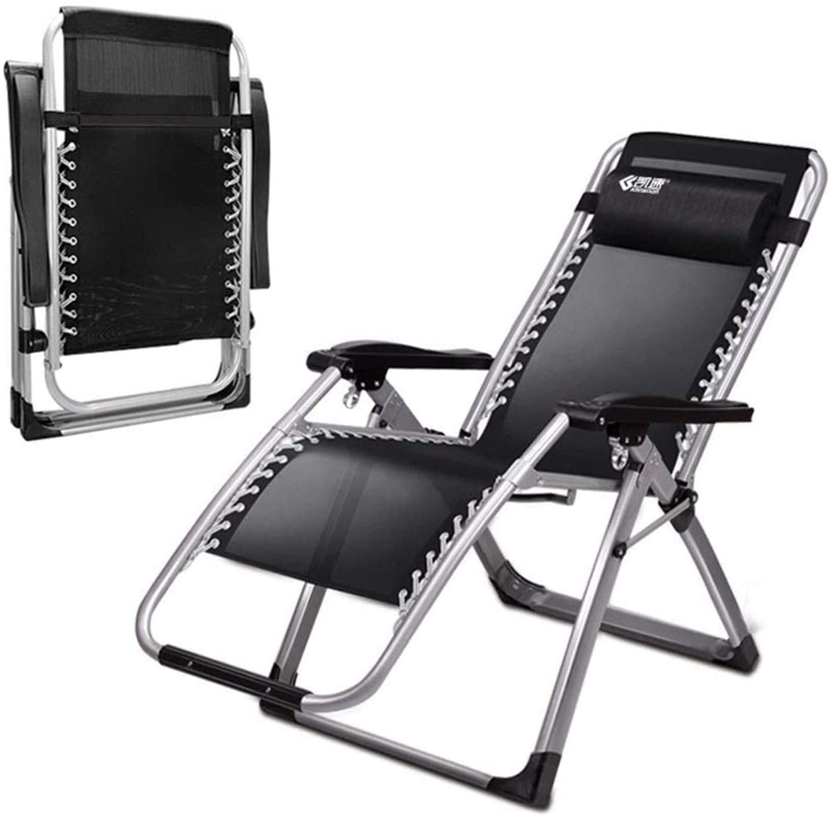 Leggera BSJZ Sedia a Gravità Zero Sedie da Giardino Lettino Prendisole in Metallo, Lettino Prendisole Pieghevole Resistente alla Ruggine, con Tessuto Sintetico Traspirante, Vassoio Portaoggetti