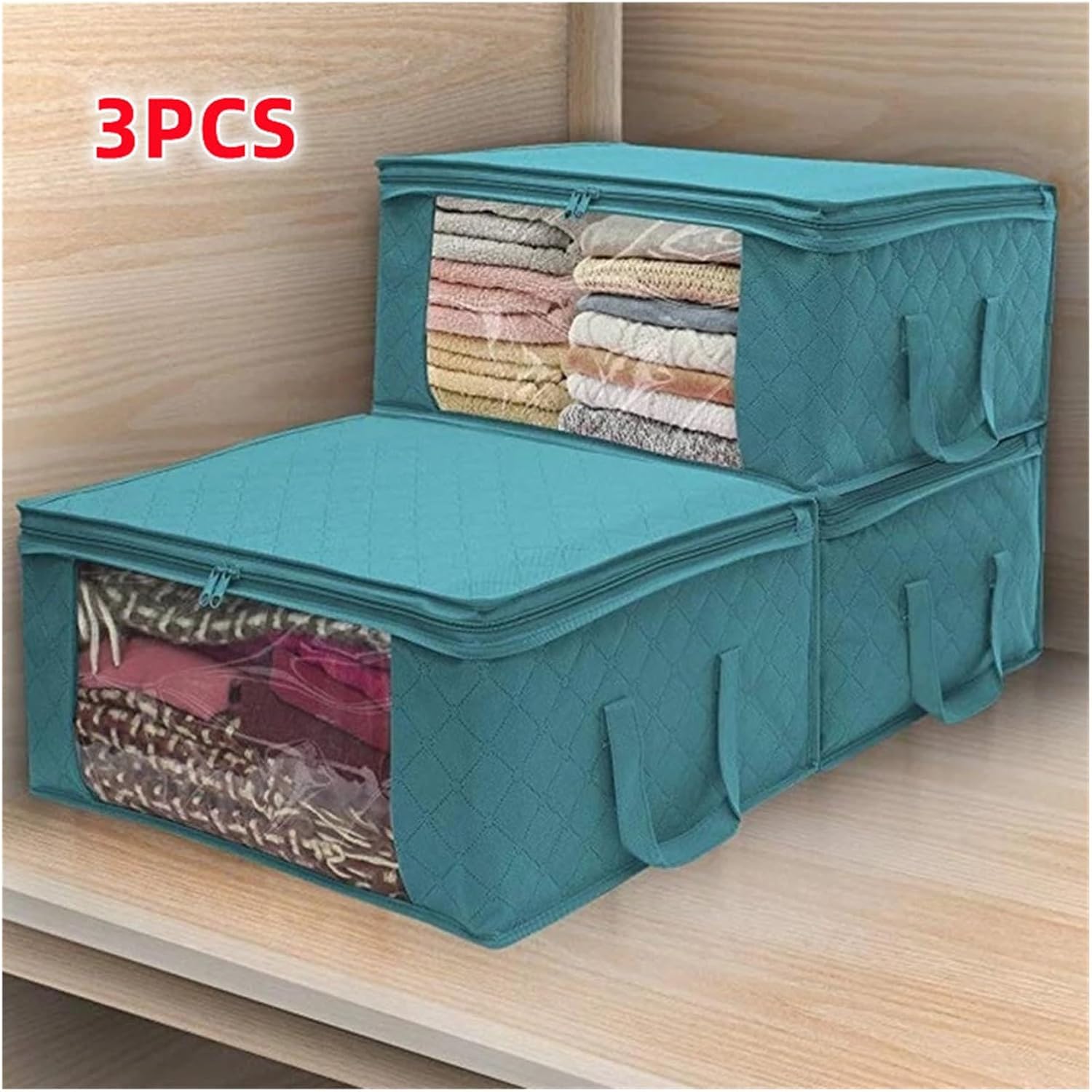 SBTRKT Large Capacity Non-Woven Clothes Quilt Storage Bag Dust-Proof Sweater Blanket Organizer Box Foldable Sorting Pouche Home Storage (Color : Blue, Size : 1pc)