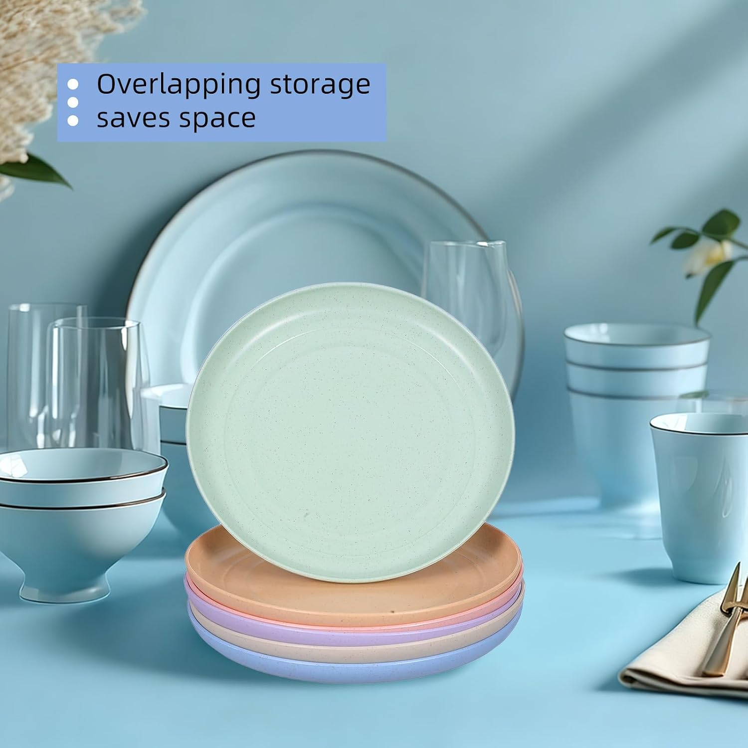 Ciieeo 6pcs 15cm round Wheat Straw Snack Plates Set, Reusable Lightweight Dessert and Fruit Dishes, Eco-friendly Appetizer Plates for Home and Restaurant Use