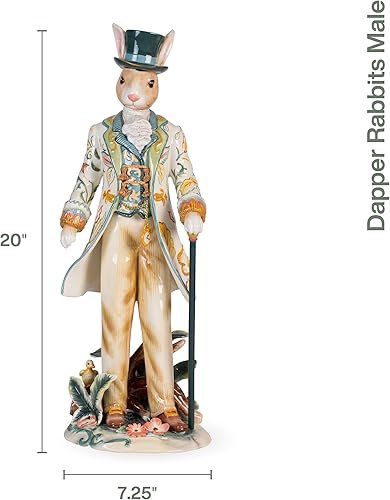 Miniatura 5 de Fitz and Floyd Dapper - Figura de cerámica masculina de conejo de 20 pulgadas
