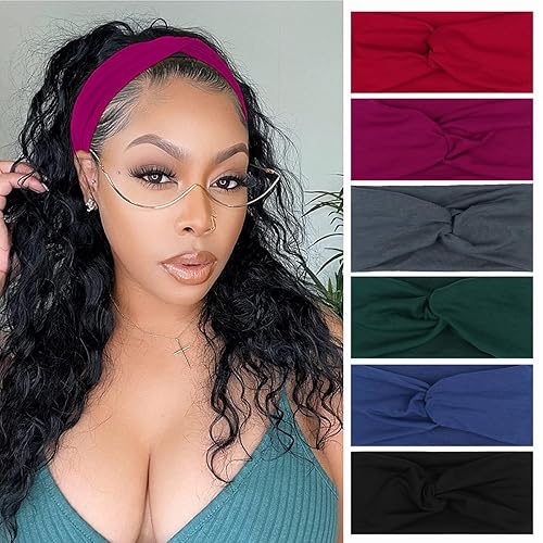 XTREND 6 diademas para mujer, trenzadas, elásticas, para yoga, entrenamiento, antideslizantes, para sudor, suaves, color sólido, simple, versátil,