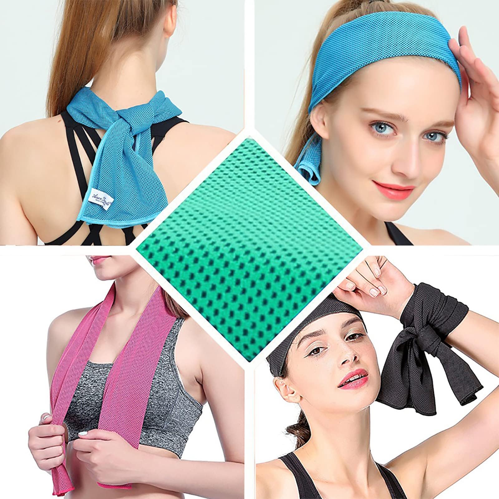 Jakelove 20 toallas refrescantes de 101,6 x 30,5 cm, toalla de hielo para cuello y cara, microfibra, fresca, con bolsillo, transpirable, yoga, gimnasio, toalla de sudor para entrenamiento, correr