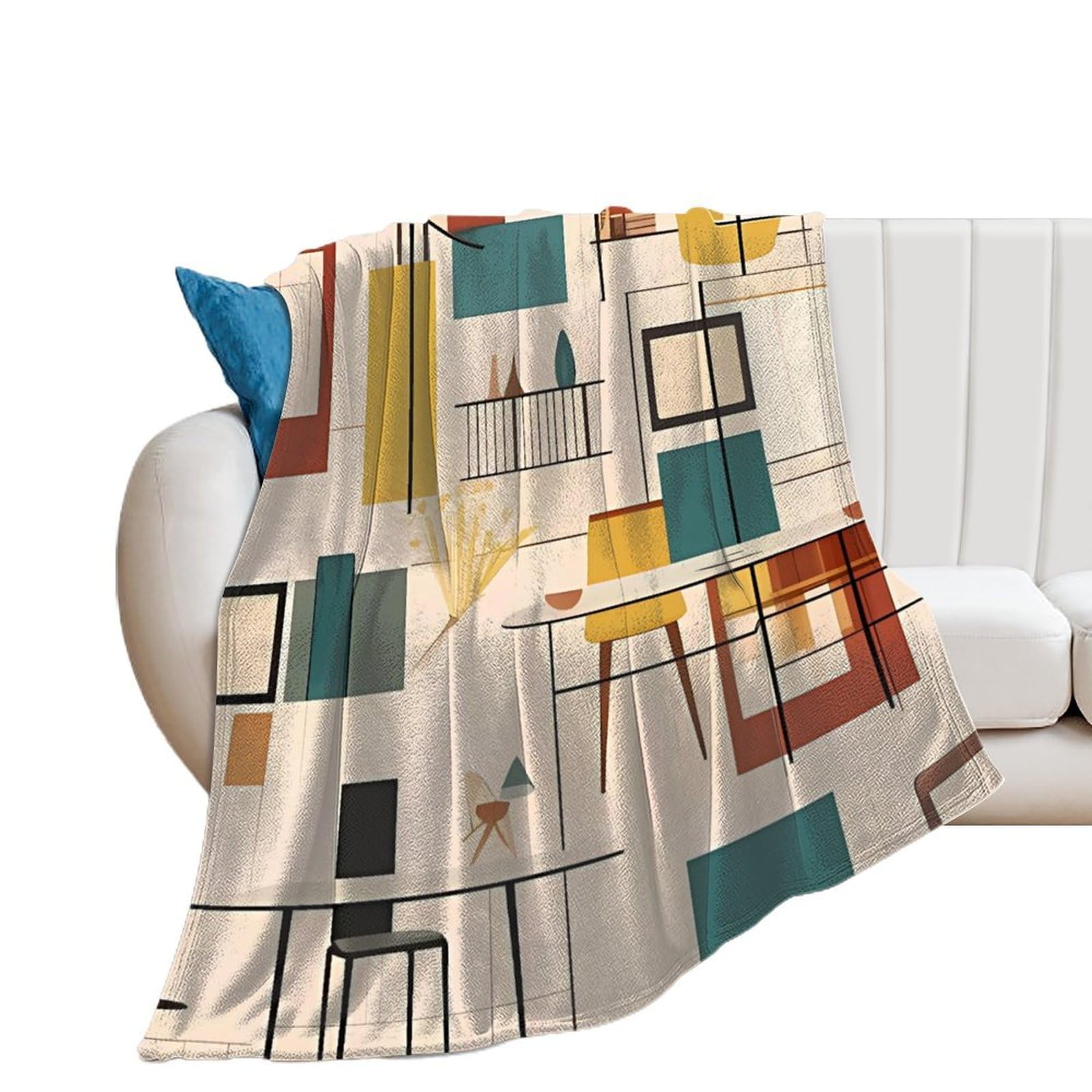 Couverture en flanelle moderne du milieu du siècle pour sofa et lit