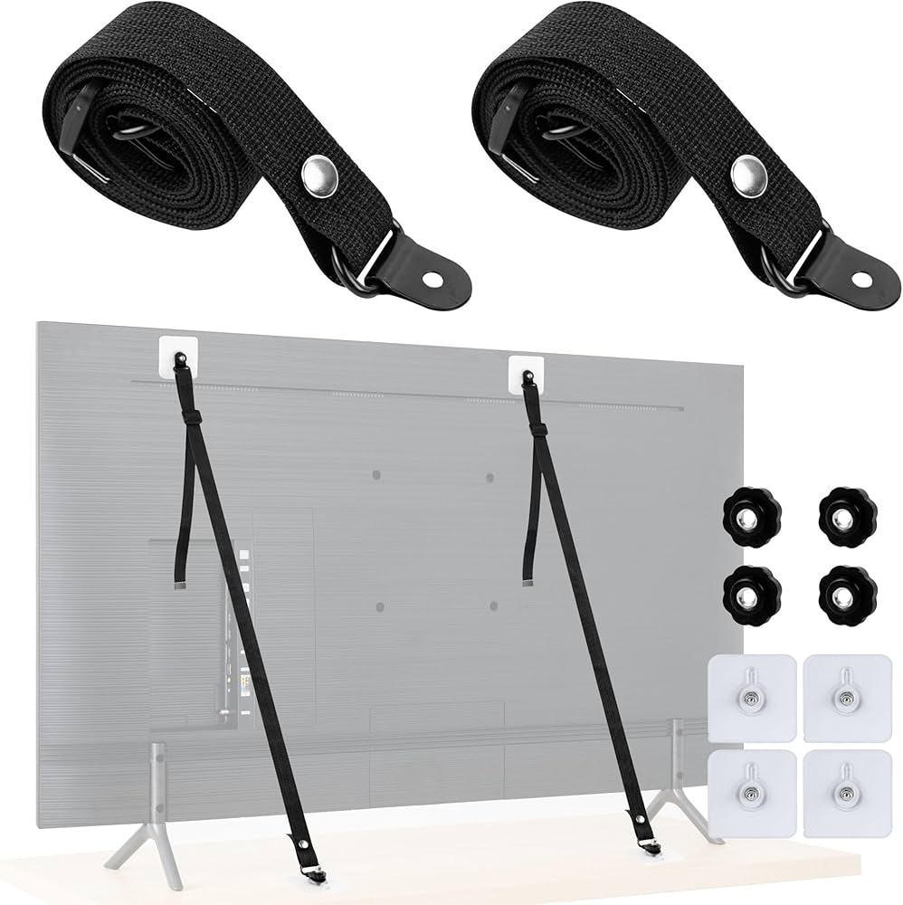 Fixation TV Murale Sangles Anti-Basculement HOTUT - Lot De 2, Pour TV Et Meubles, Enfants Et Animaux, Installation Sans Perçage Protection TV Basculement