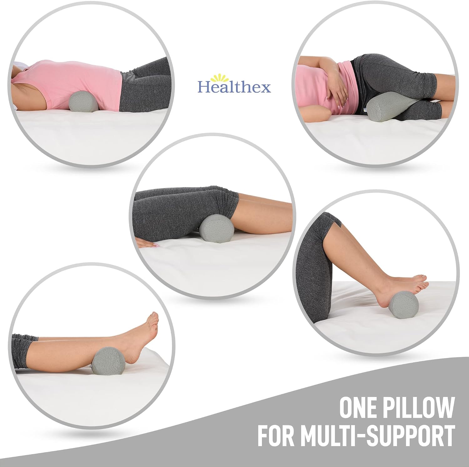 Healthex Cervical Neck roll Pillow, Memory Foam Pillow, Cylinder Round Pillow, Neck Pillows for Sleeping, Bolster Pillow Support for Bed, Legs,