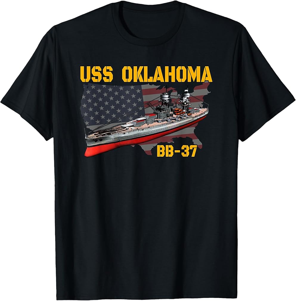 WW2 &amp; WW1 Warship USS Oklahoma BB-37 Battleship Veterans Day T-Shirt