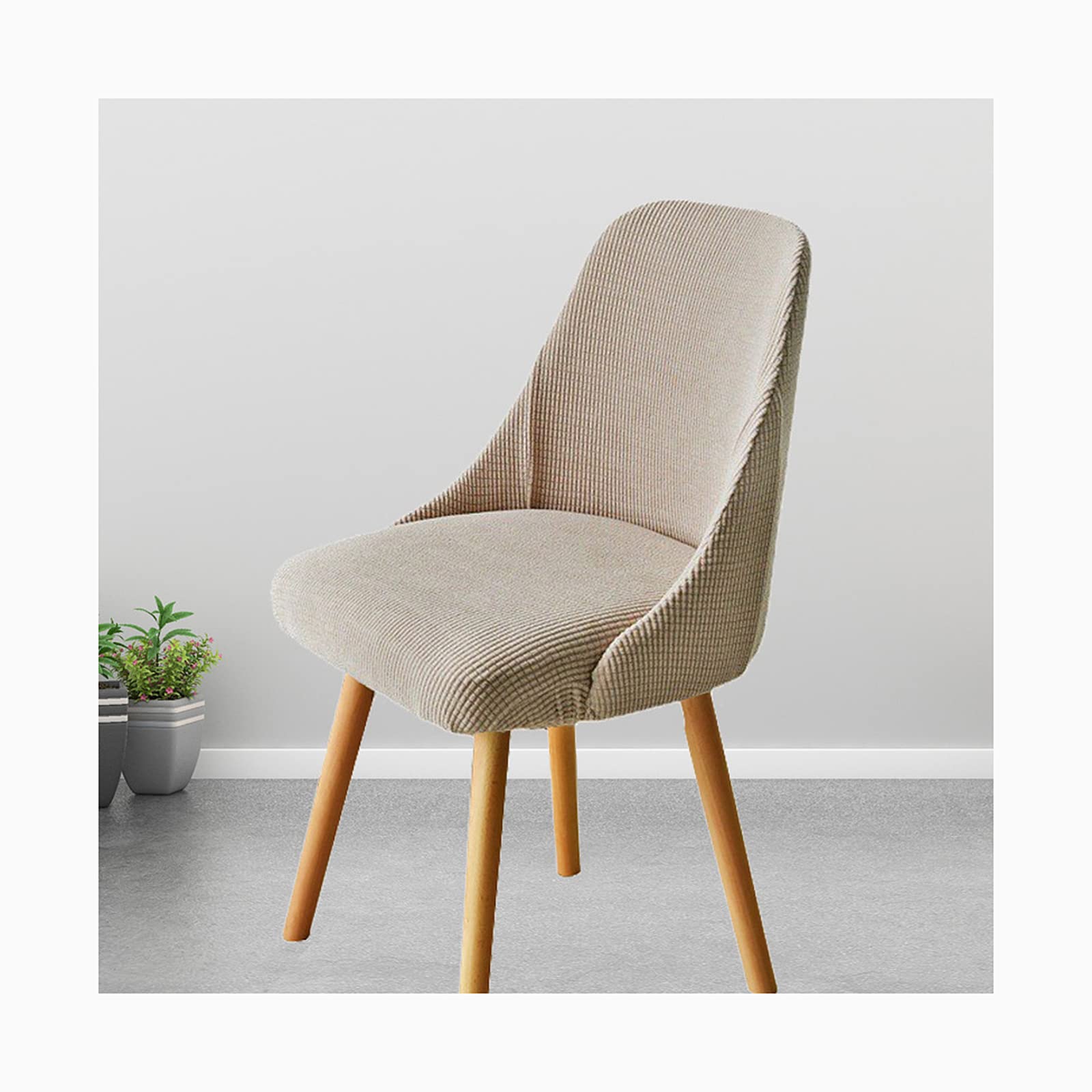 Mswborml Curved Back Dining Chair Covers with Arm Rest Set of 4/2,  Scandinavian Dining Room Chair Slipcovers Cover, Kitchen Accent Chair Covers