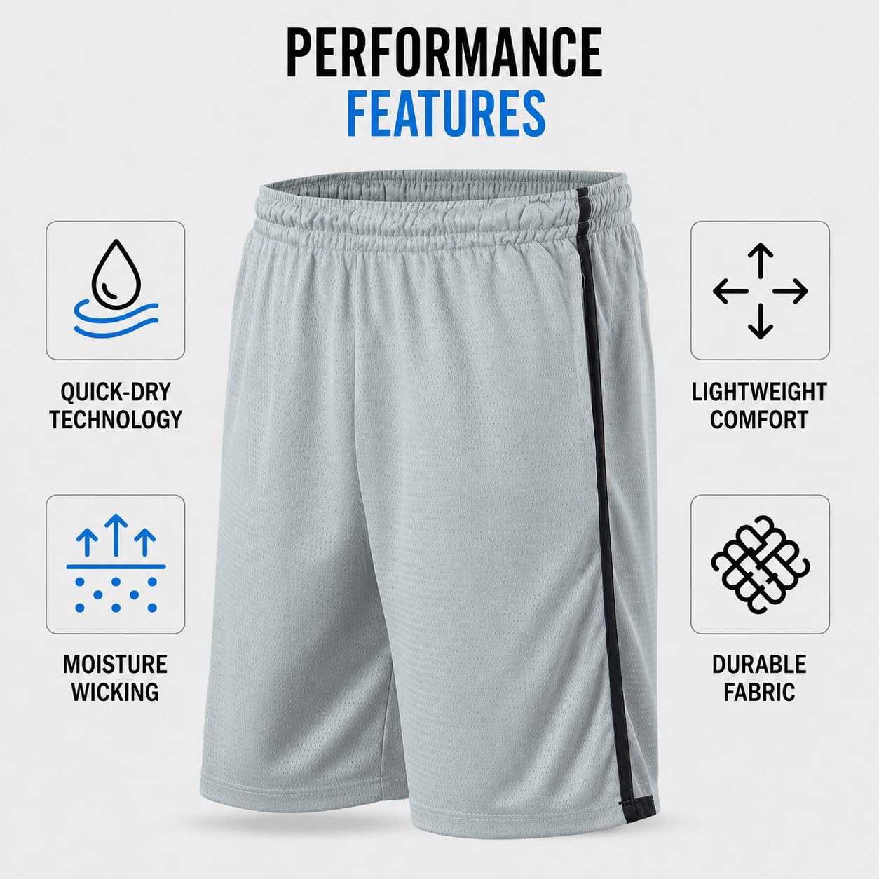 Essential Elements Paquete de 4: Pantalones Cortos de Baloncesto de Malla para Hombre, de Rendimiento Activo y atlético, con Bolsillos - - Small