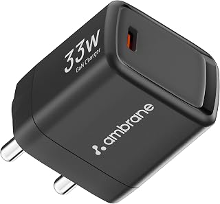 Ambrane 33W Fast Charging Adapter GaN Charger, for iPhone, Samsung, All Android Smartphones, MacBook Air & Other Devices, ... Price In India