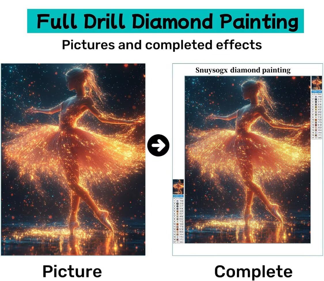 Diamond Painting XXL Mädchen für Bastelset Kinder ab 6 Jahre, Diamond Painting Tanzen, 5D DIY Diamant Malerei Bilder Stickerei Set, Dimond Kristall Handwerk Geschenke für Zuhause Deko 70x90cm S-200