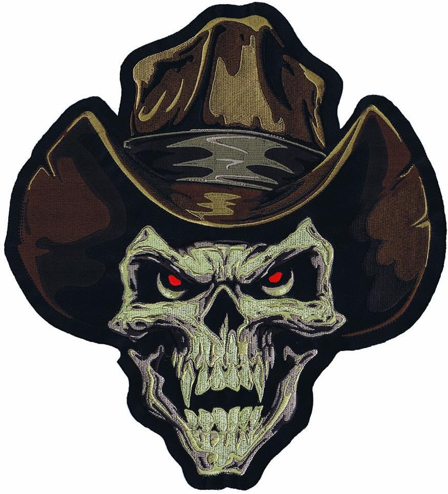 Lethal Threat (LT30173 Cowboy Skull Embroidered Patch (11" x 12")