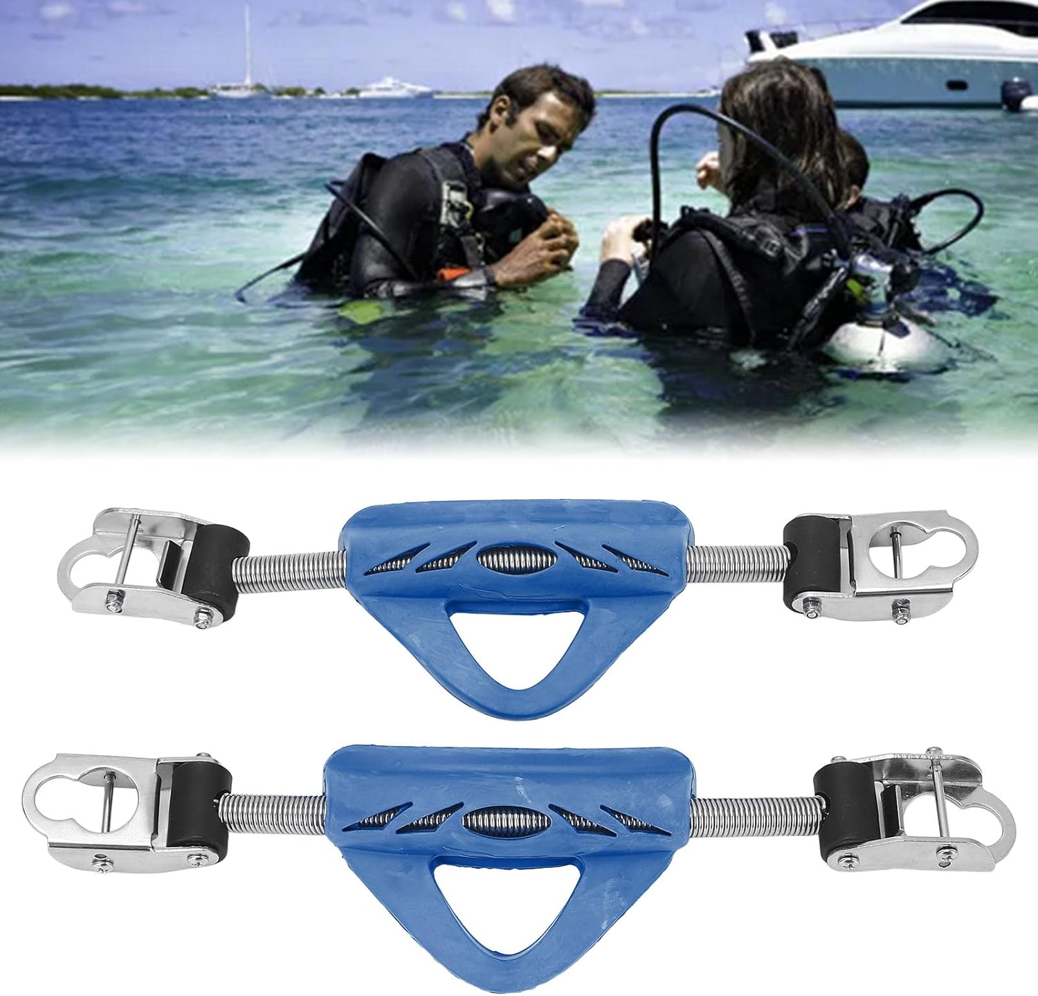 2PCS Adjustable Spring Straps for Open Heel Fins, Jet Fin and , Replacement Heel Straps with Stainless Steel Buckle, Secure Connection, Comfortable Heel Strap, Length Limiting
