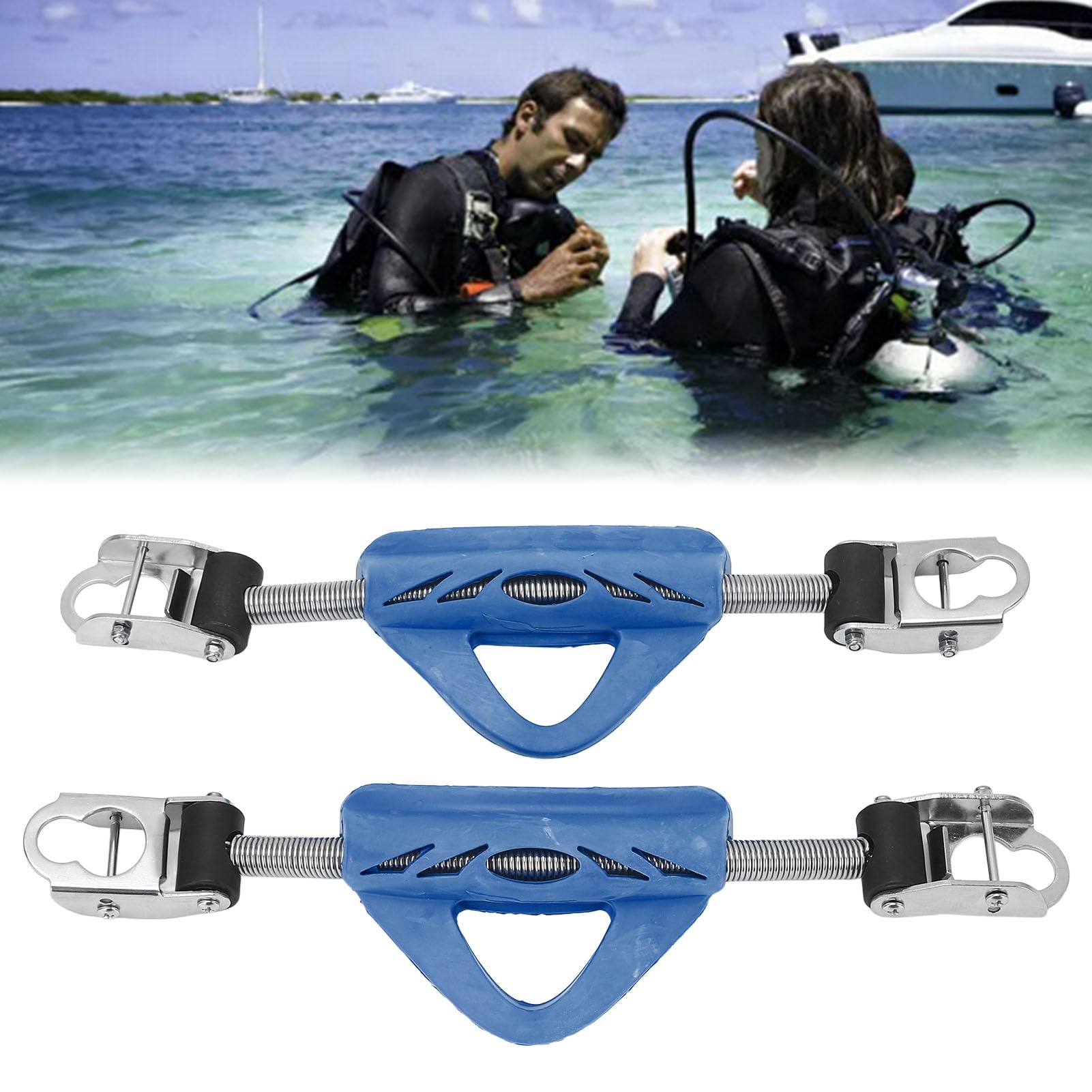 Alomejor Correa de Resorte de Aleta de Buceo de Acero Inoxidable con Correa de Talón Resistente para Aleta Jet, OMS para Buzos 2 Piezas