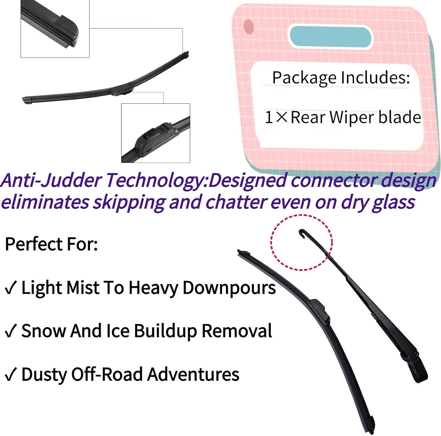 Rear Wiper Blade for Honda Accord Crosstour Hatchback 2010 2011 | Exact Fit EX, EX-L Models | All Season | OEM Replacement Rear Back Windshield Wiper Blade