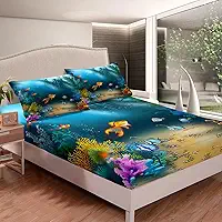 Feelyou Conjunto de lençol infantil com elástico de peixe tropical criatura do oceano conjunto de lençol de cama animal do mar lençóis de mundo subaquático tamanho twin inclui 1 lençol e 1 fronha (sem lençol plano)