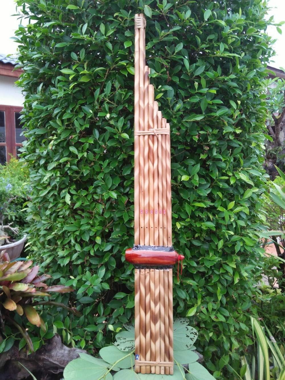 Kan 8 Premium Thai Khaen Bamboo Khen Double Silver Free-Reed Traditional Folk Isan Lao Mouth Organ Musical Instrument Professional Level Am Keys