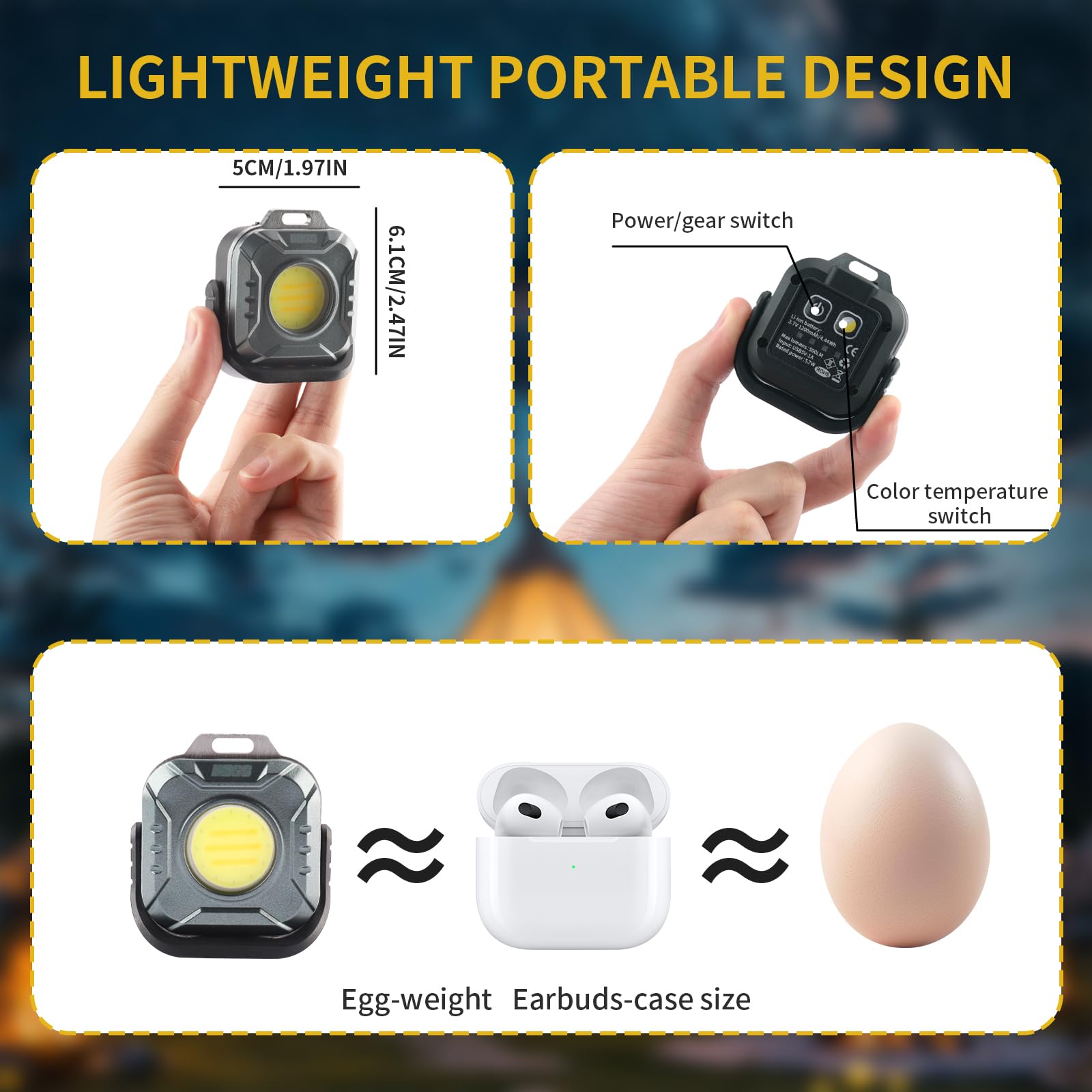 Torcia Led Potente Professionale, Mini Torcia LED Ricaricabile LM500 Magnetica con 6 Modalità, Lampada di Portatile IP44 Impermeabile, Flashlight per Campeggio Escursionismo Emergenze