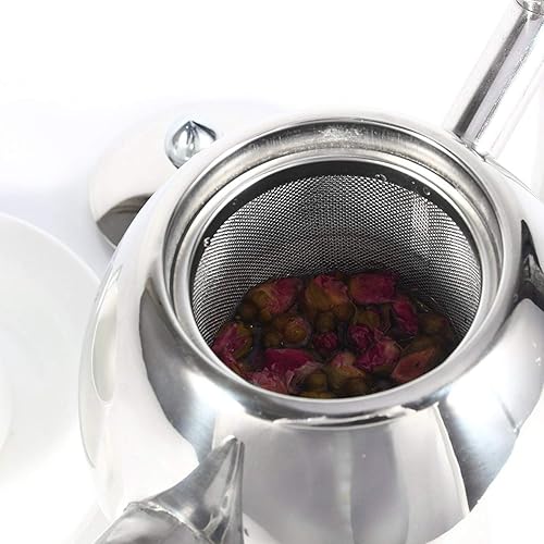 Miniatura 10 de Hervidor de té, tetera de acero inoxidable, tetera de café, tetera silbante, tetera con filtro, gran capacidad para el hogar, cafetería, bar,