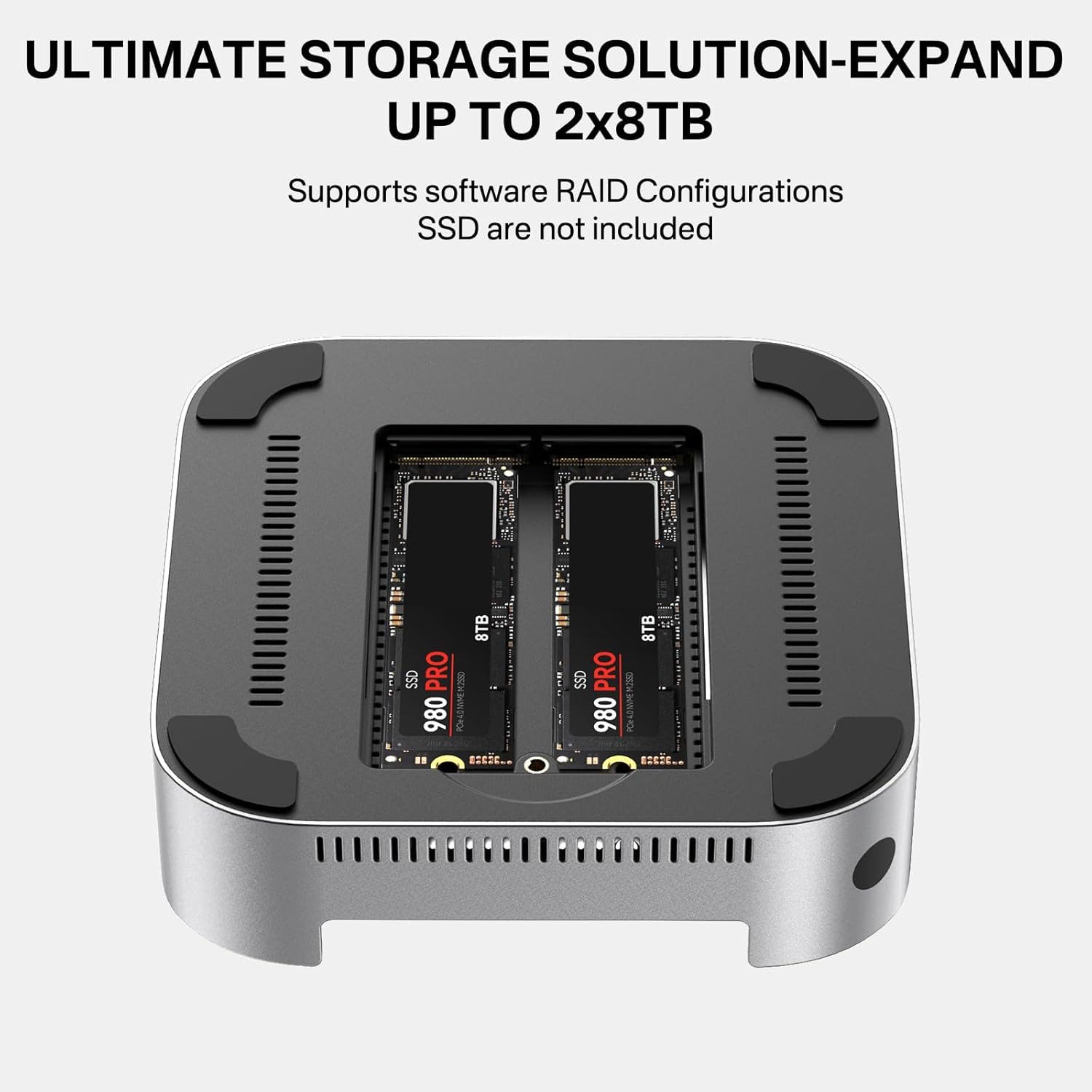 ACASIS Mac mini M4 Dock & Stand with Dual-Bay NVMe SSD Enclosure, Aluminum HDMI Hub for Mac mini M4 and M4 Pro 2024, 4K60Hz HDMI,4 X 10G USB A, PD 30W, SD/TF, Support SSD B+M M-Key - Image 5