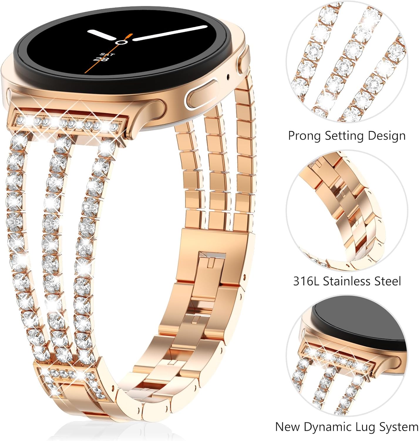 Surace Metal Strap Compatible for Galaxy Watch 9 8 Band 40mm 44mm for Women image 3